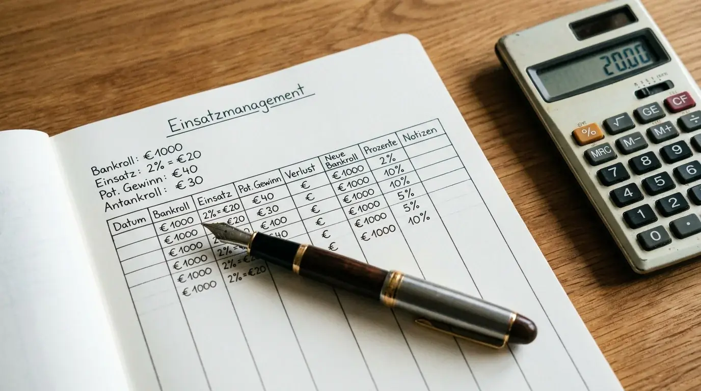 Feldhockey Bankroll Management: Taschenrechner und Notizbuch mit Einsatzplanung für Kombiwetten