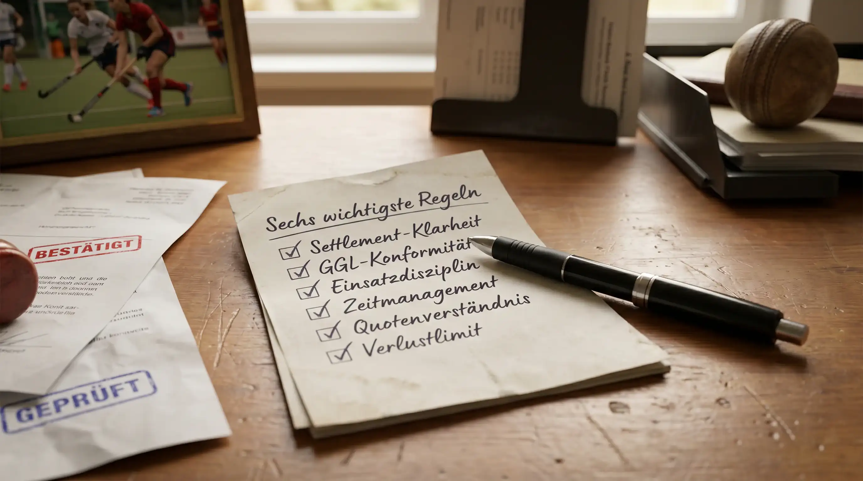 Feldhockey Kombiwetten Zusammenfassung: Wettschein mit Checkliste der wichtigsten Regeln für deutsche Sportwetter